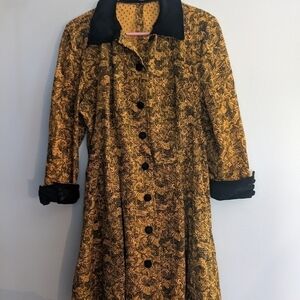 𝅺unique Gold and Black Micro Suede Mid Length Jacket Custom 💛🖤